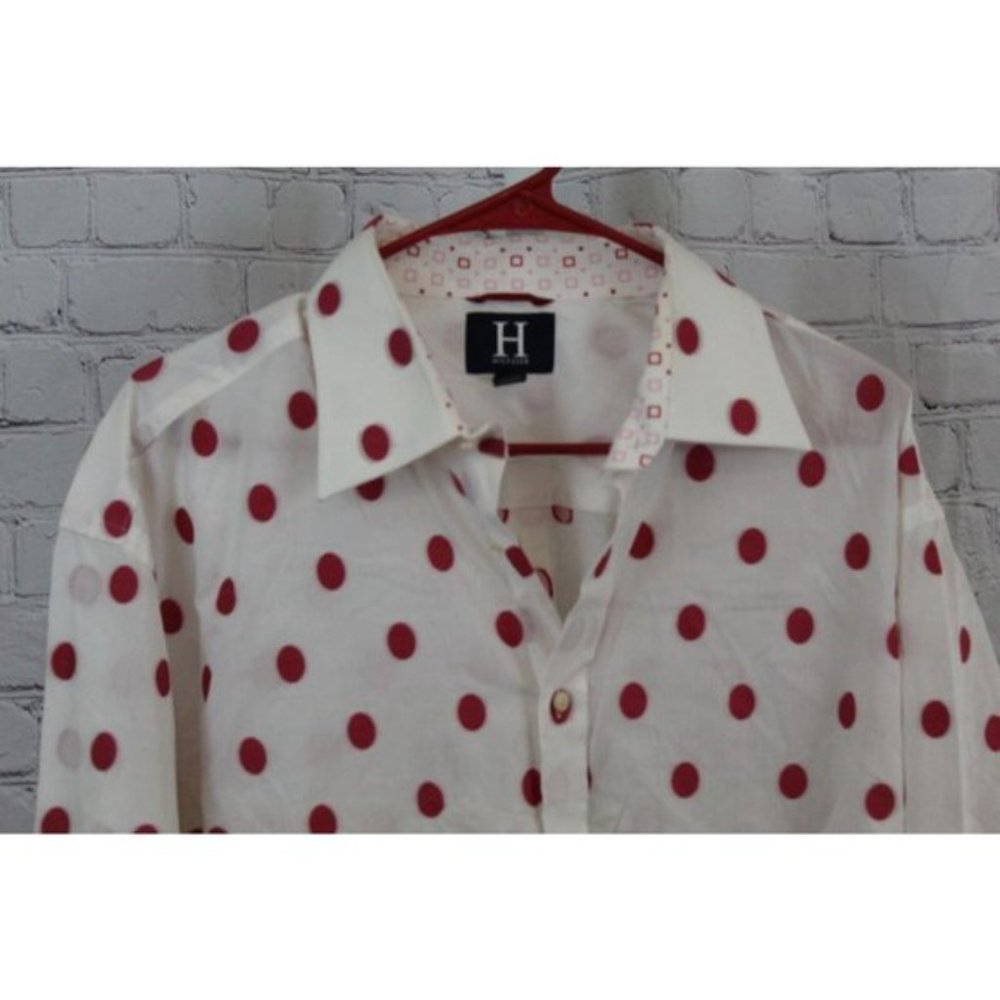TOMMY HILFIGER WHITE/PINK POLKA DOT SHIRT XL - Picture 2 of 6